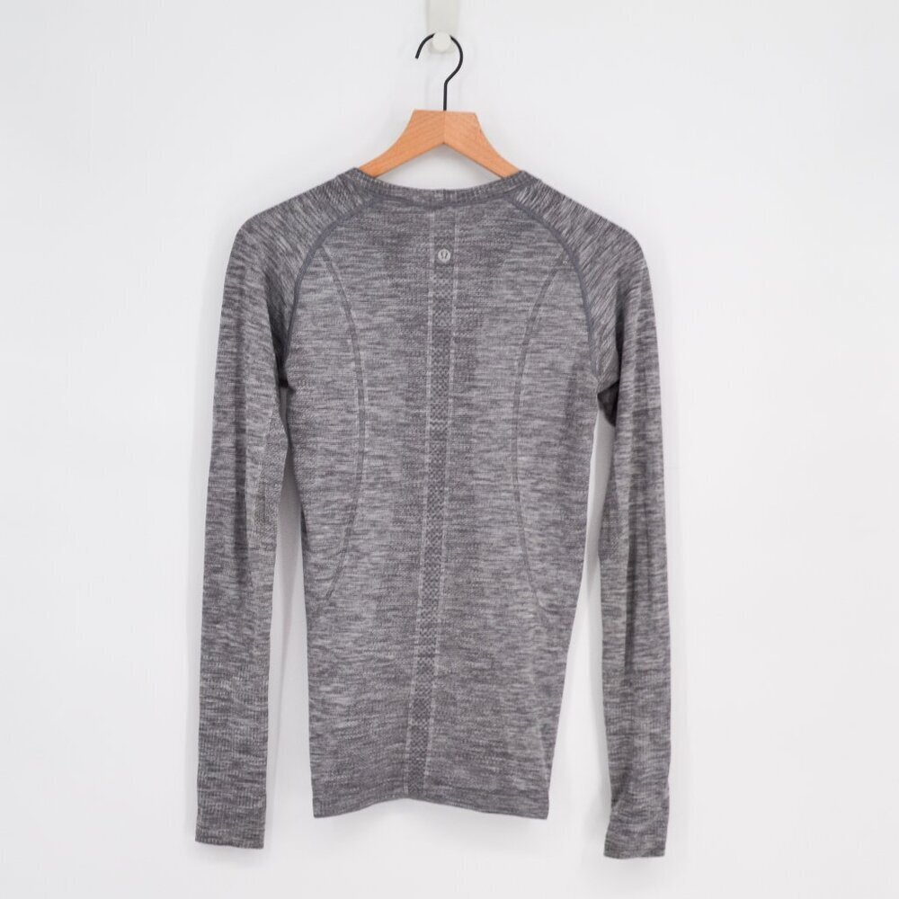 Lululemon Swiftly Tech Long Sleeve Crew Top Slate Grey White Running Women's 6 - Picture 4 of 8
